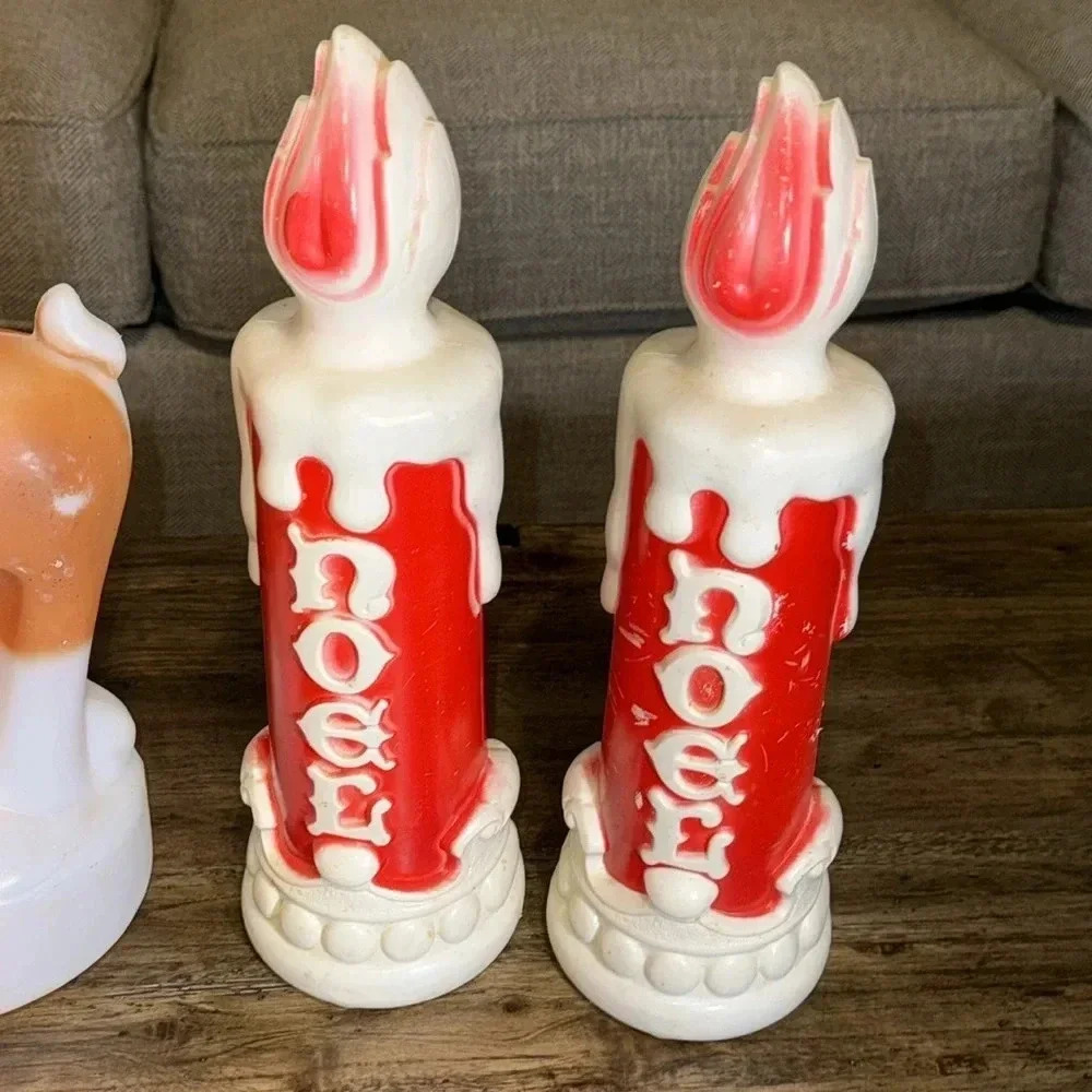 VINTAGE 4CT 1970’s Christmas Plastic Decor Empire Candle Blow Molds Holiday/Noel - Picture 6 of 17